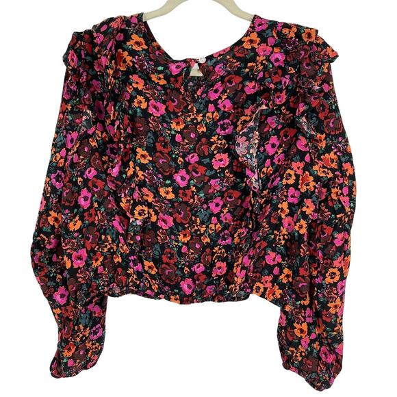 Wild Fable Red Floral Blouse Size XS Long Sleeve NWT - Picture 3 of 7